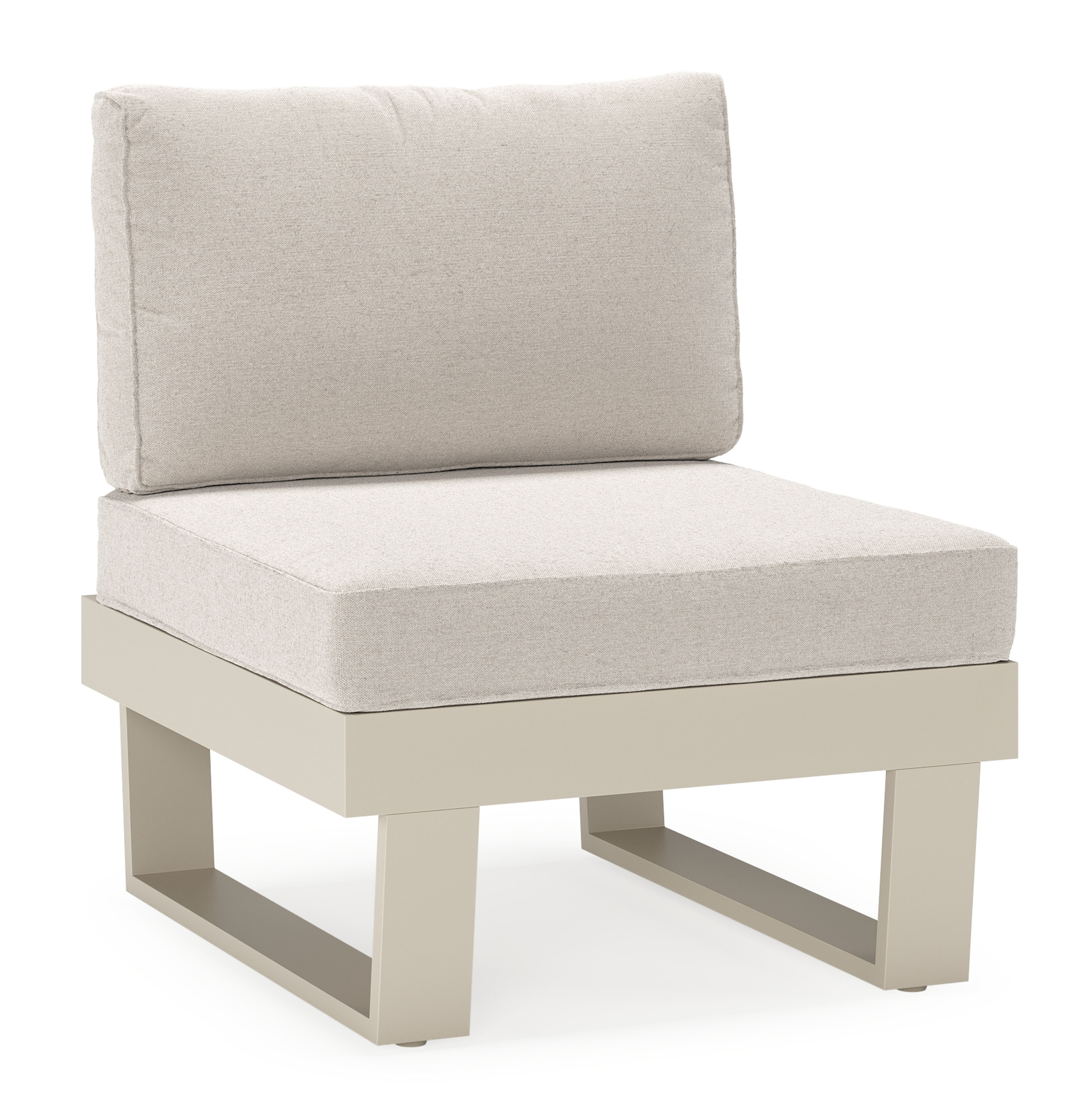 Fauteuil de jardin Alora en aluminium beige avec coussins en weather+ softtouch beige