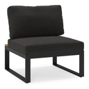 Merida loungestoel in zwart aluminium en polywood met zwart weather+ softtouch kussens