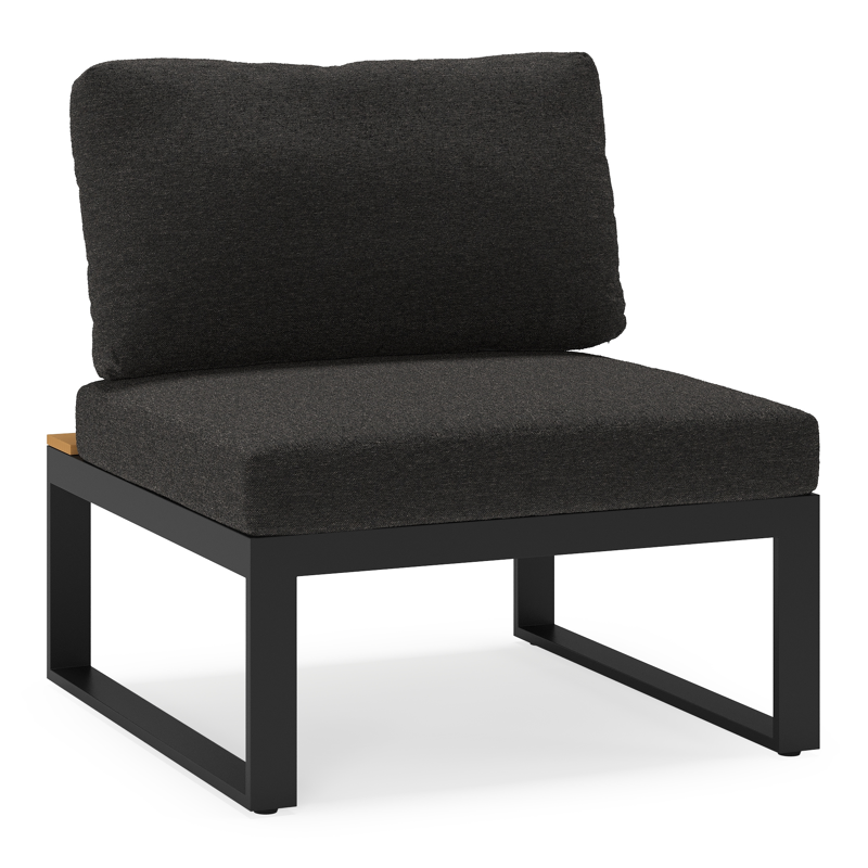 Merida loungestoel in zwart aluminium en polywood met zwart weather+ softtouch kussens