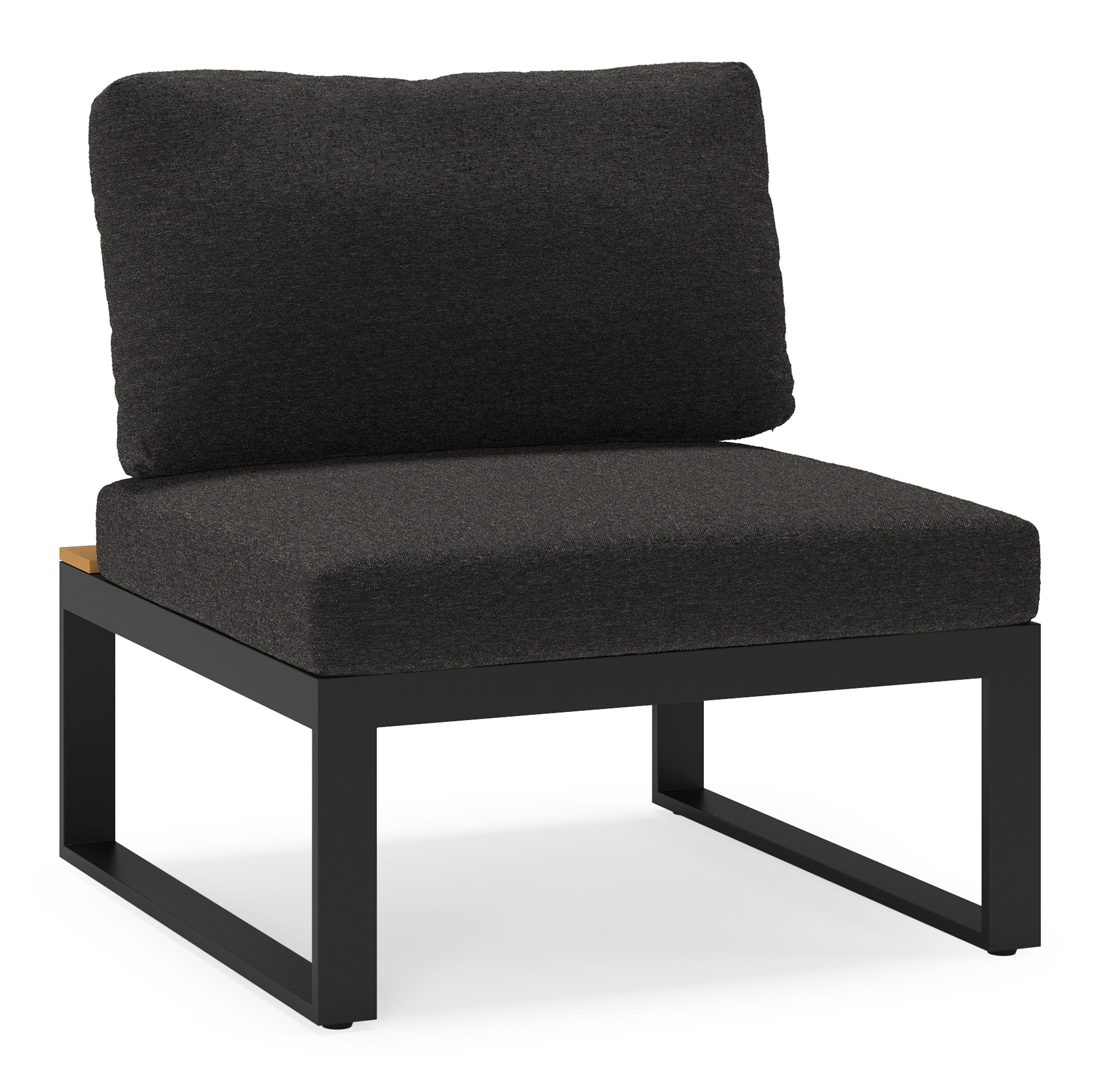 Fauteuil de jardin Merida en aluminium noir et polywood avec coussins en weather+ softtouch noir
