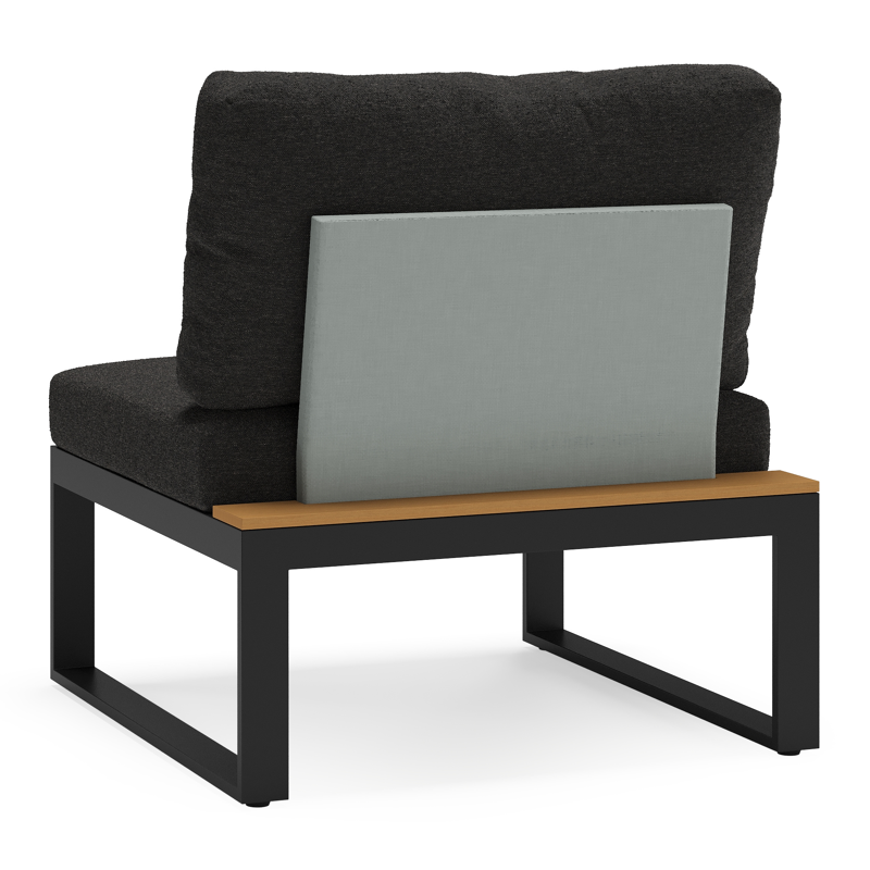 Merida loungestoel in zwart aluminium en polywood met zwart weather+ softtouch kussens