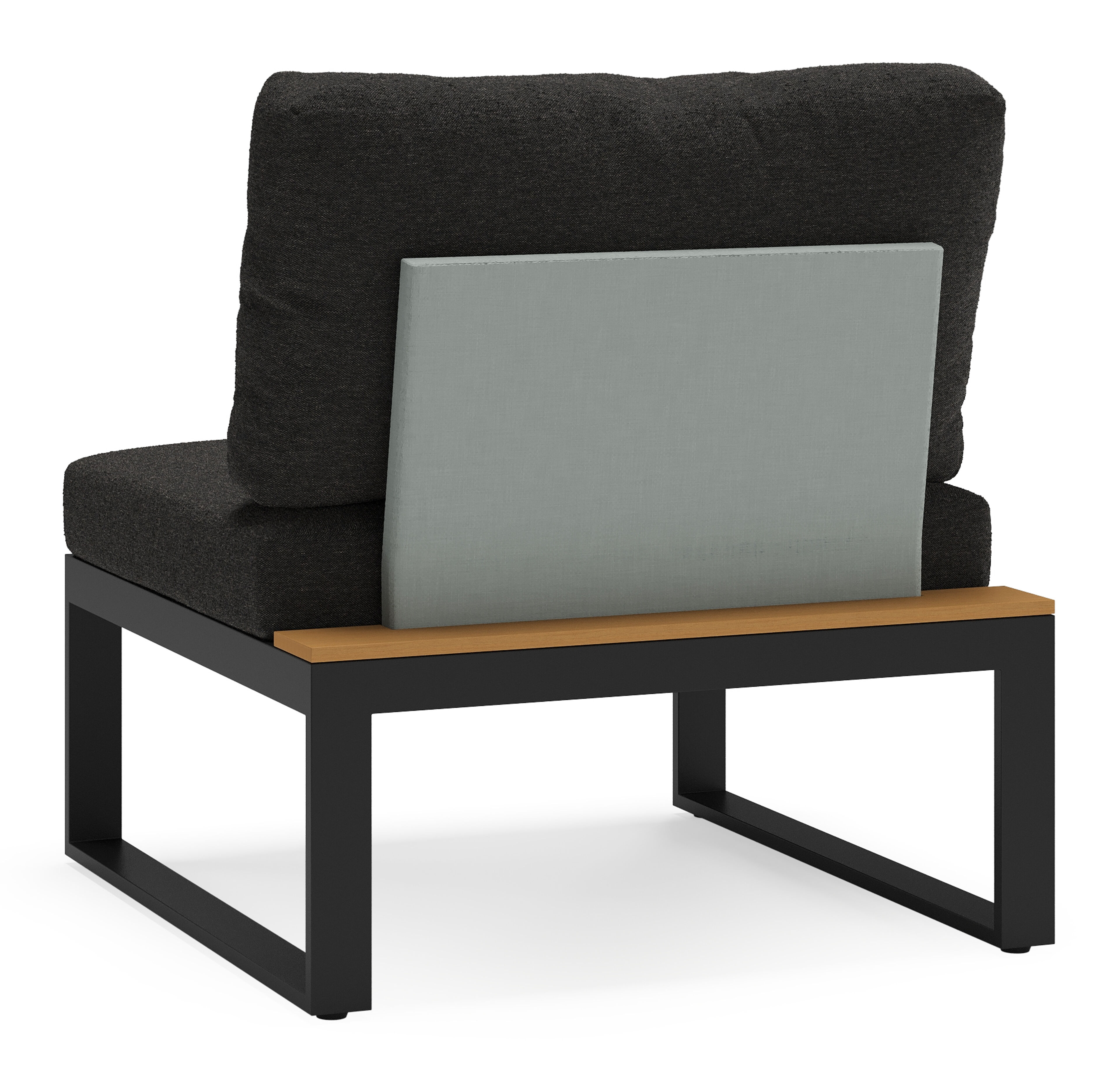 Fauteuil de jardin Merida en aluminium noir et polywood avec coussins en weather+ softtouch noir