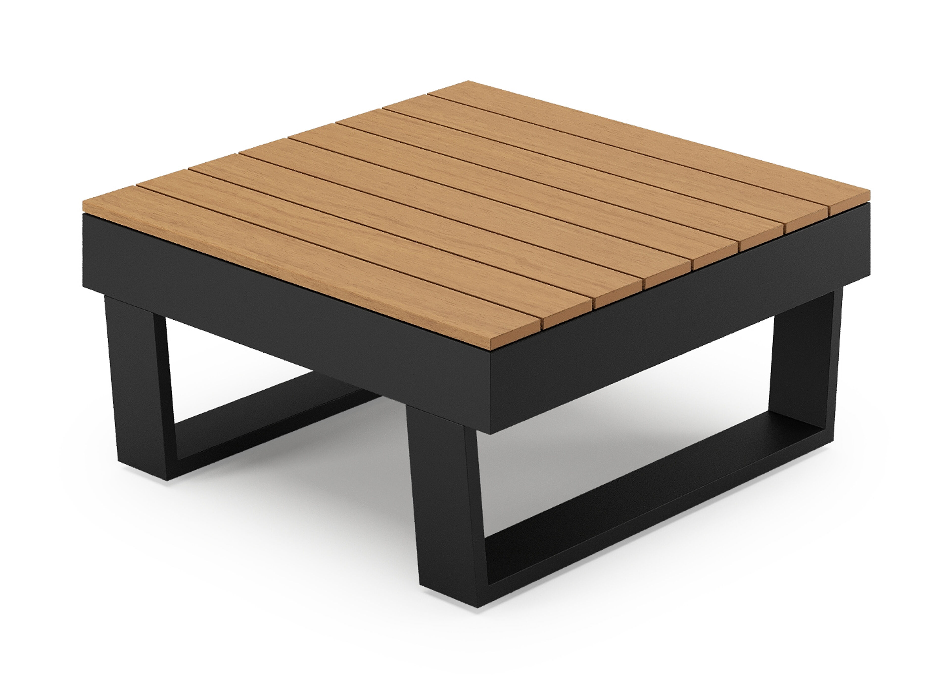 Alora loungetafel in zwart aluminium en polywood - L 77 x B 77 x H 36 cm