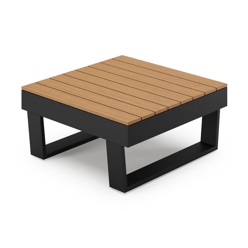 Alora loungetafel in zwart aluminium en polywood - L 77 x B 77 x H 36 cm