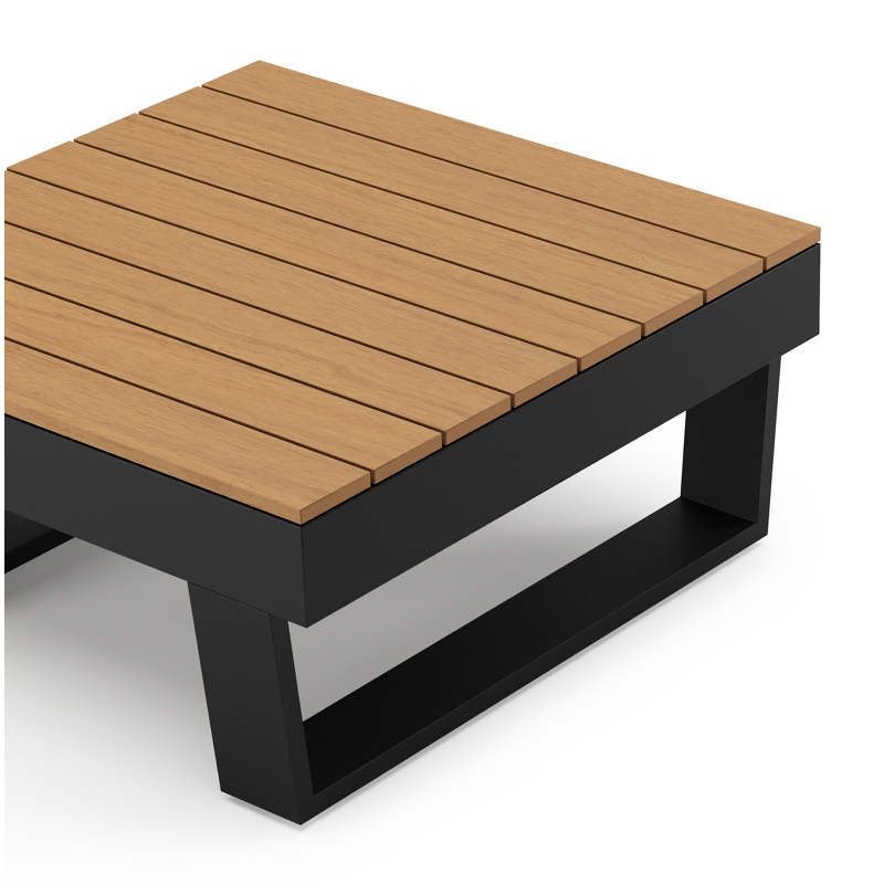Alora loungetafel in zwart aluminium en polywood - L 77 x B 77 x H 36 cm