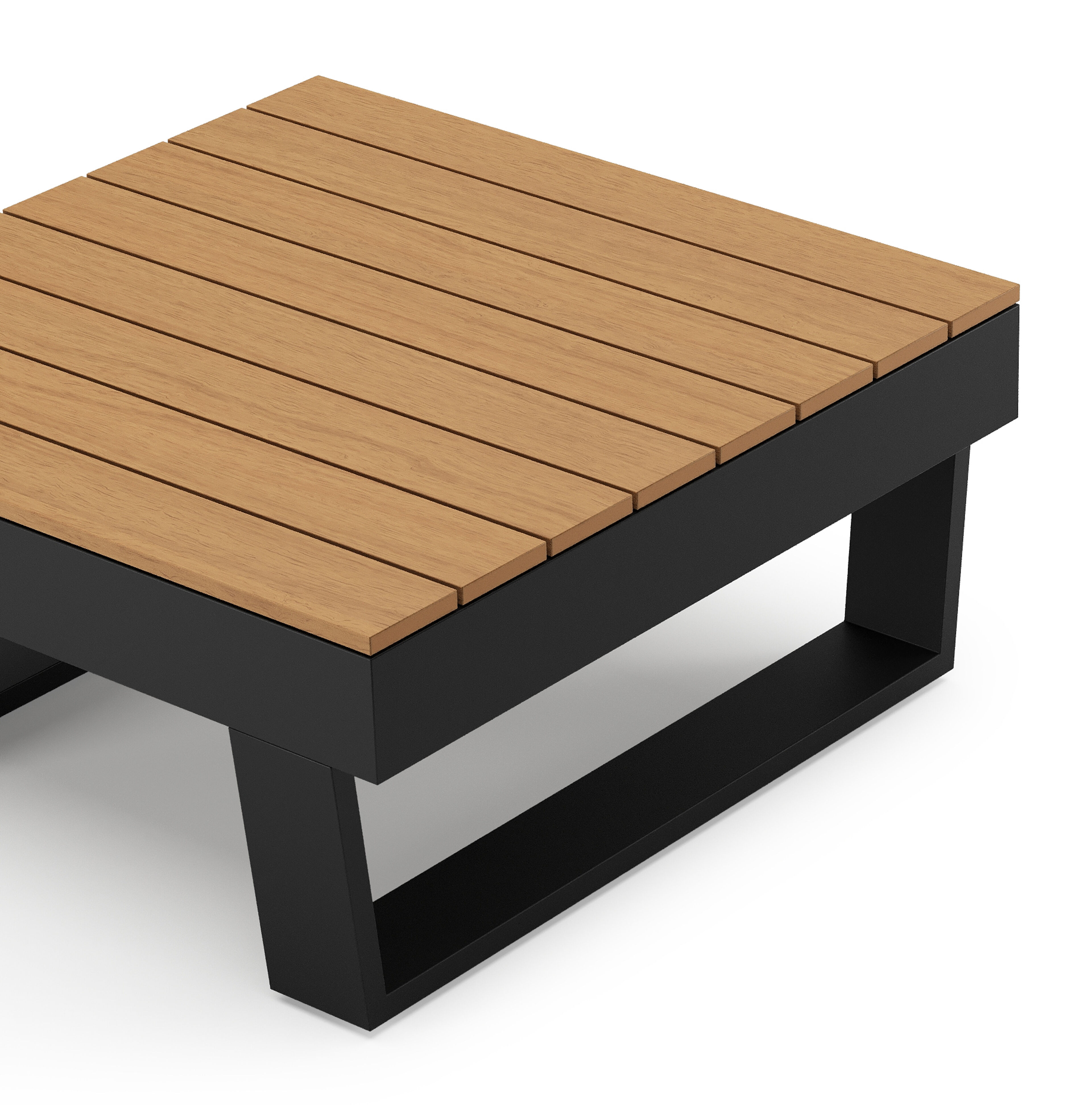 Alora loungetafel in zwart aluminium en polywood - L 77 x B 77 x H 36 cm