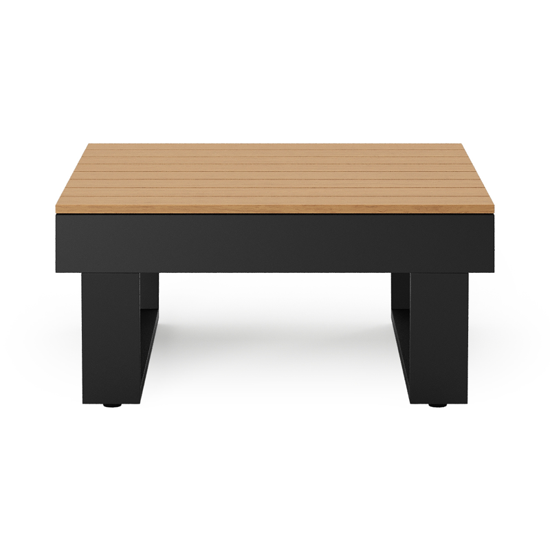 Alora loungetafel in zwart aluminium en polywood - L 77 x B 77 x H 36 cm