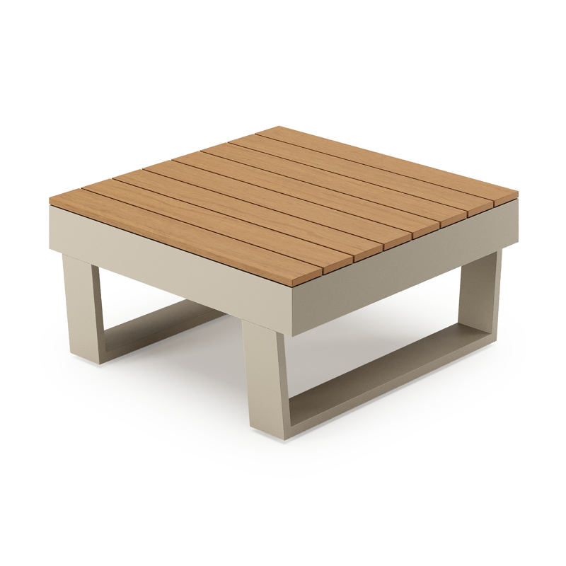 Alora loungetafel in beige aluminium en polywood - L 77 x B 77 x H 36 cm