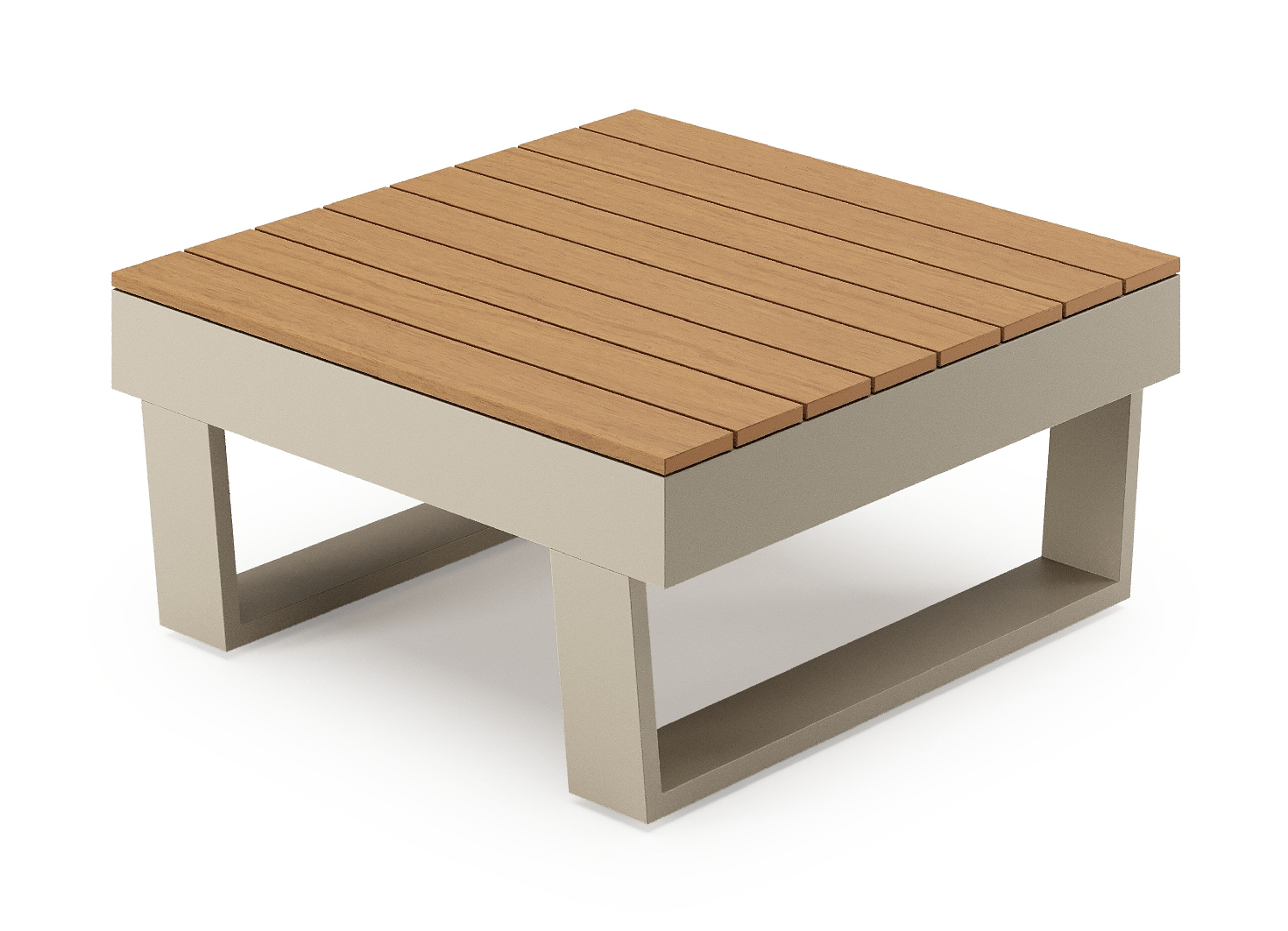 Alora loungetafel in beige aluminium en polywood - L 77 x B 77 x H 36 cm