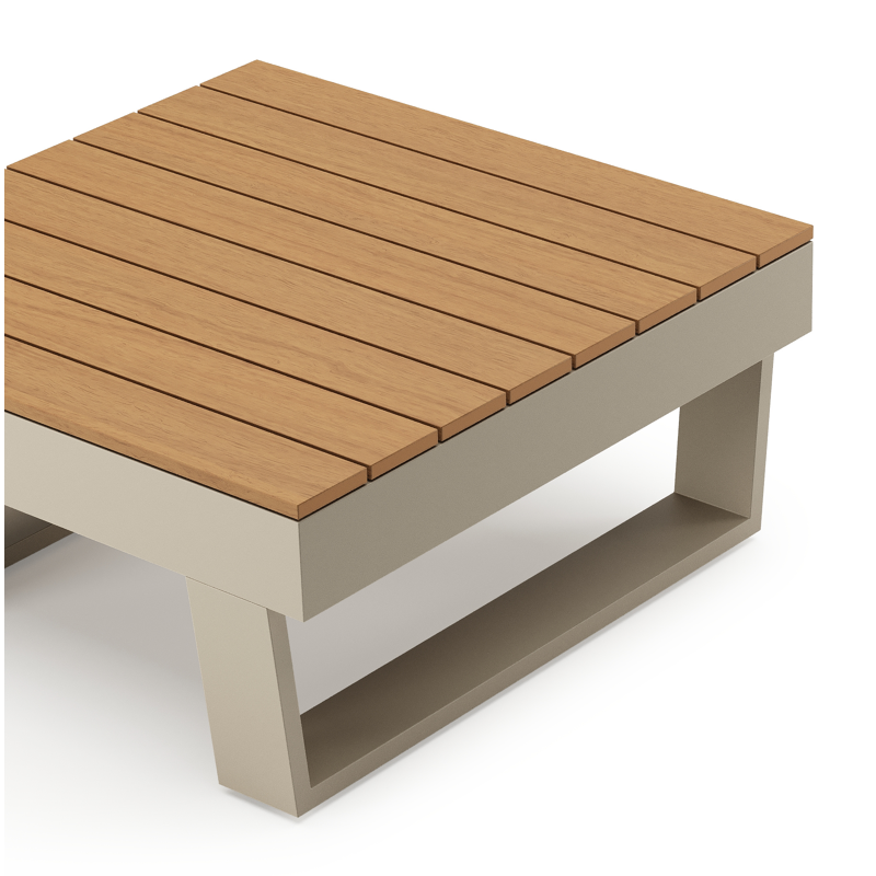 Alora loungetafel in beige aluminium en polywood - L 77 x B 77 x H 36 cm