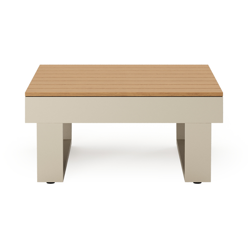 Alora loungetafel in beige aluminium en polywood - L 77 x B 77 x H 36 cm