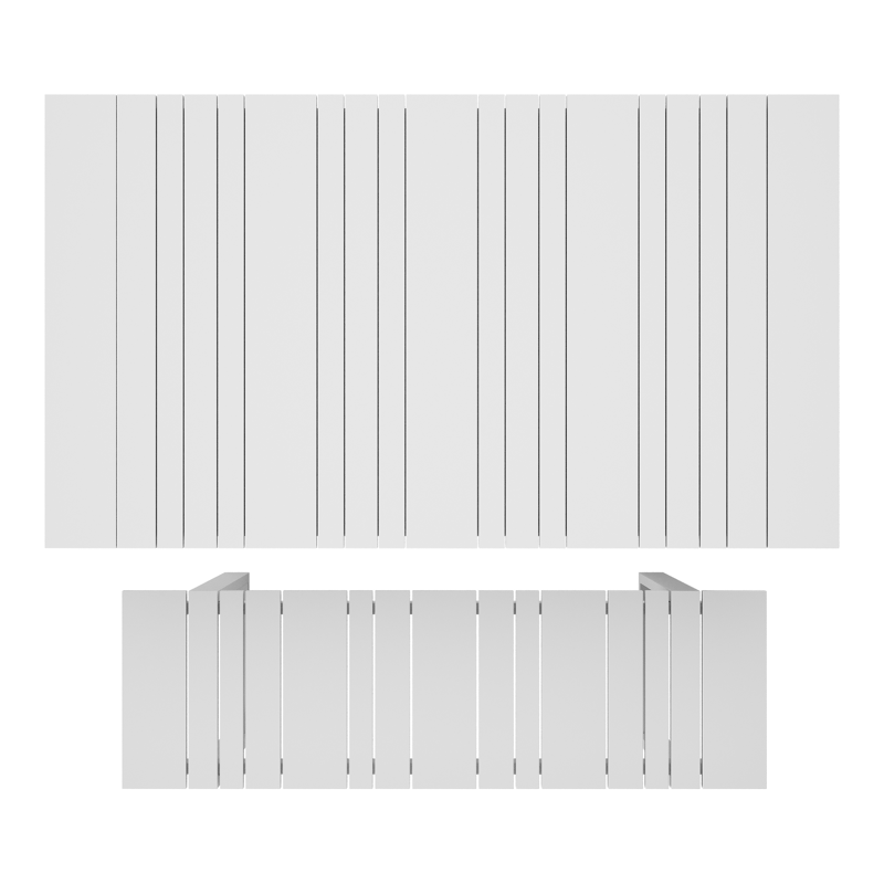 Table basse et banc Merida en blanc aluminium et blanc - Lg. 123 x Lrg. 70 x Haut. 70 cm