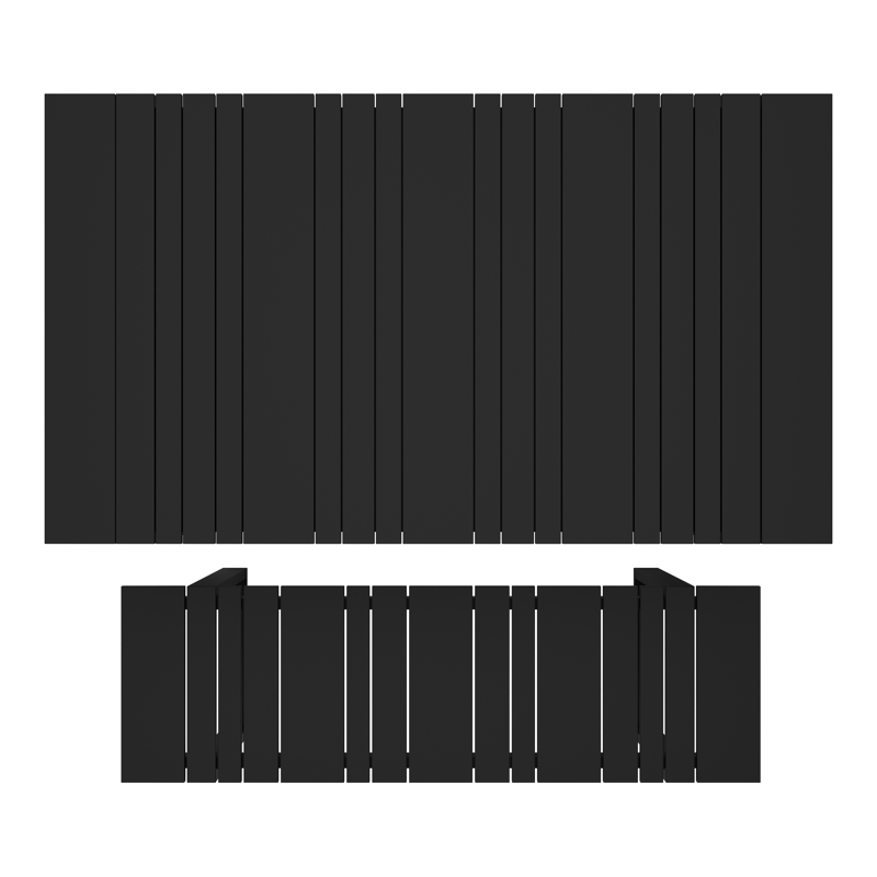 Table basse et banc Merida en noir aluminium et noir - Lg. 123 x Lrg. 70 x Haut. 70 cm