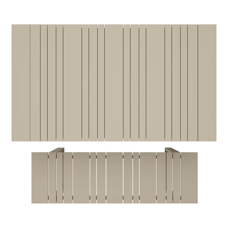 Table basse et banc Merida en beige aluminium beige - Lg. 123 x Lrg. 70 x Haut. 70 cm