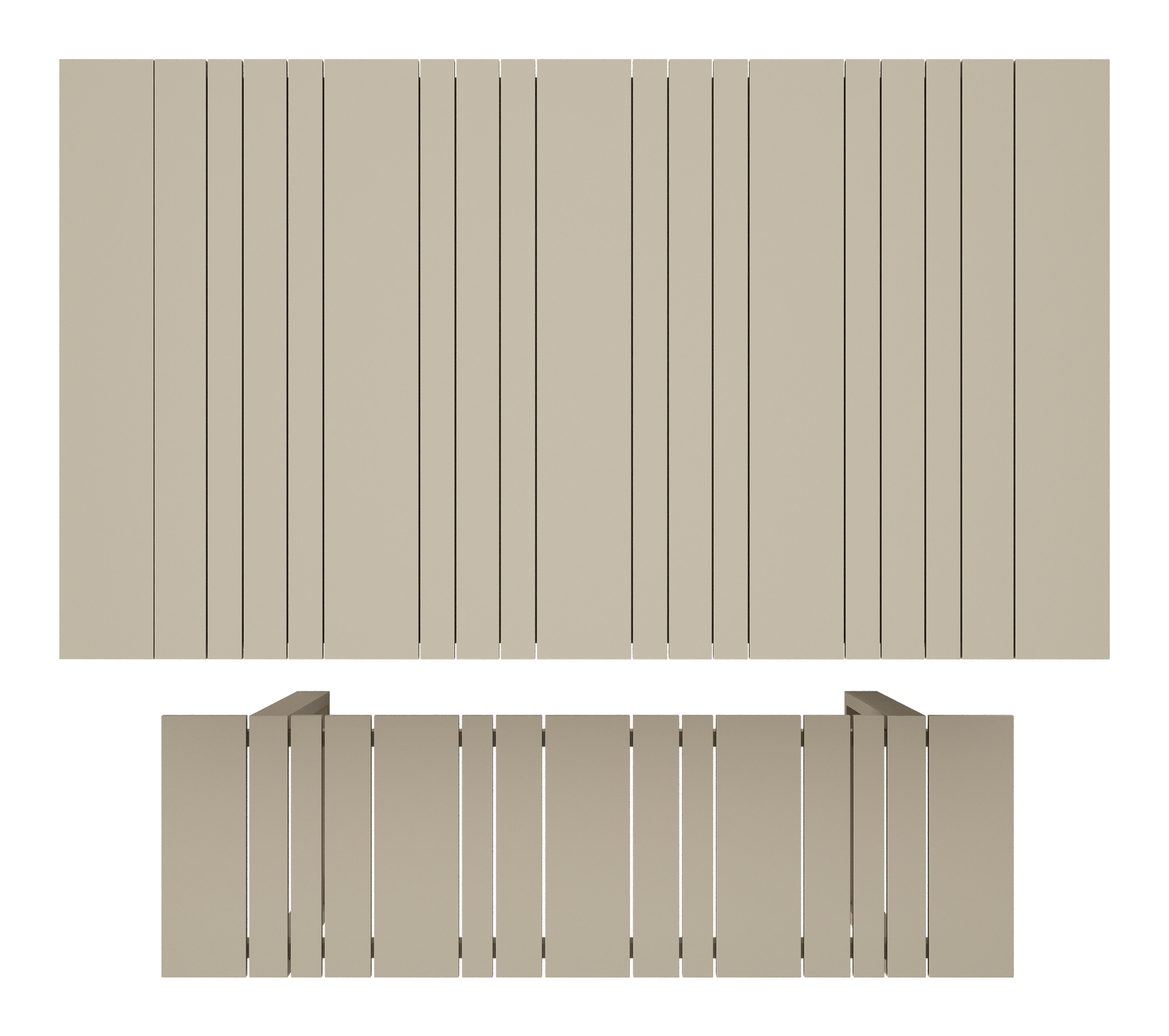 Table basse et banc Merida en beige aluminium beige - Lg. 123 x Lrg. 70 x Haut. 70 cm
