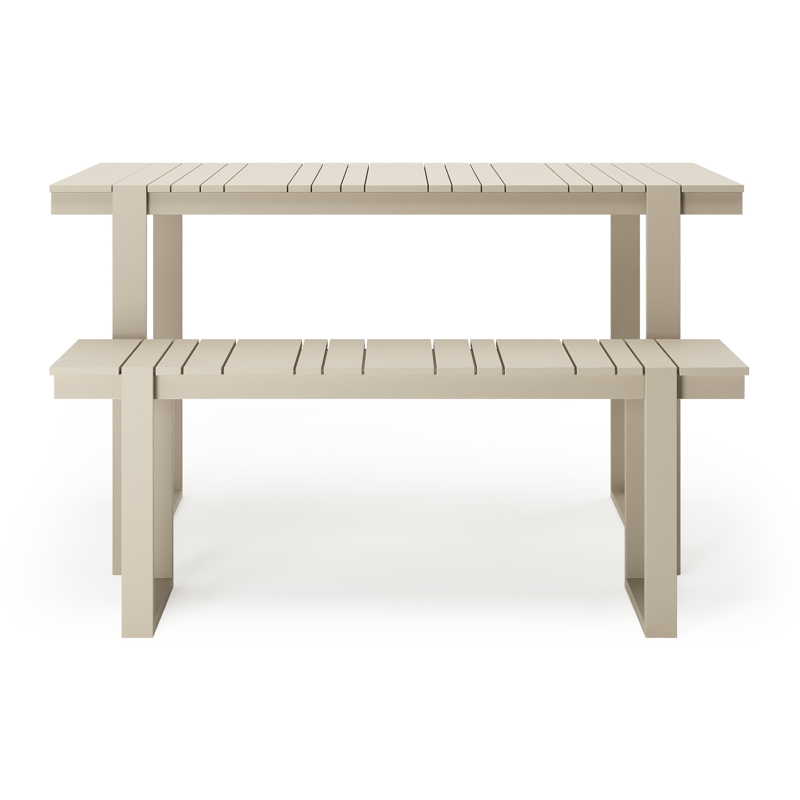 Table basse et banc Merida en beige aluminium beige - Lg. 123 x Lrg. 70 x Haut. 70 cm