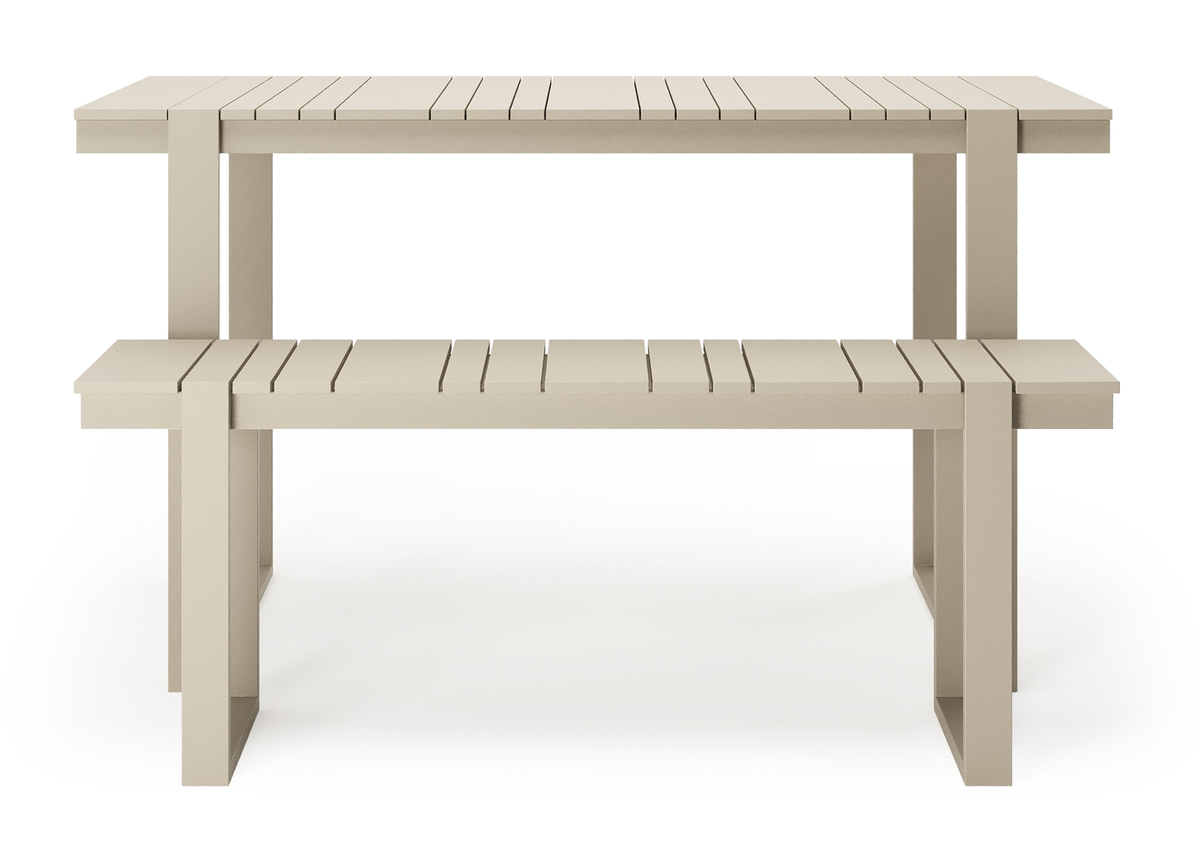 Table basse et banc Merida en beige aluminium beige - Lg. 123 x Lrg. 70 x Haut. 70 cm