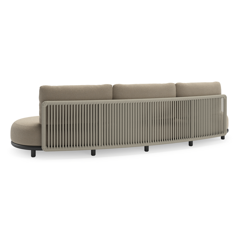 Lomano loungeset in zwart aluminium en beige verticaal geweven luxe vlakke rope met Marbella Sand all weather cosytica