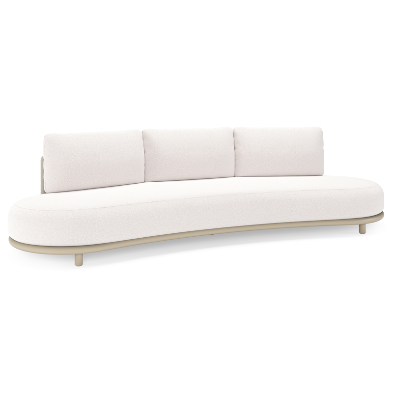 Lomano loungebank in beige aluminium en beige verticaal geweven luxe vlakke rope met Ego Eggshell all weather solica