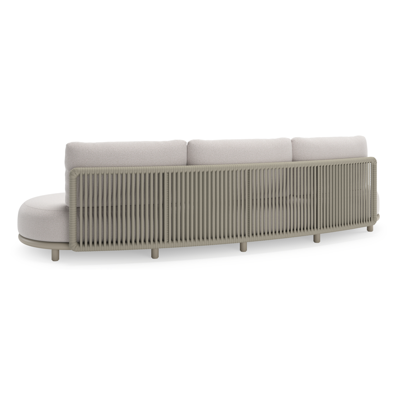 Lomano loungebank in beige aluminium en beige verticaal geweven luxe vlakke rope met Ego Eggshell all weather solica