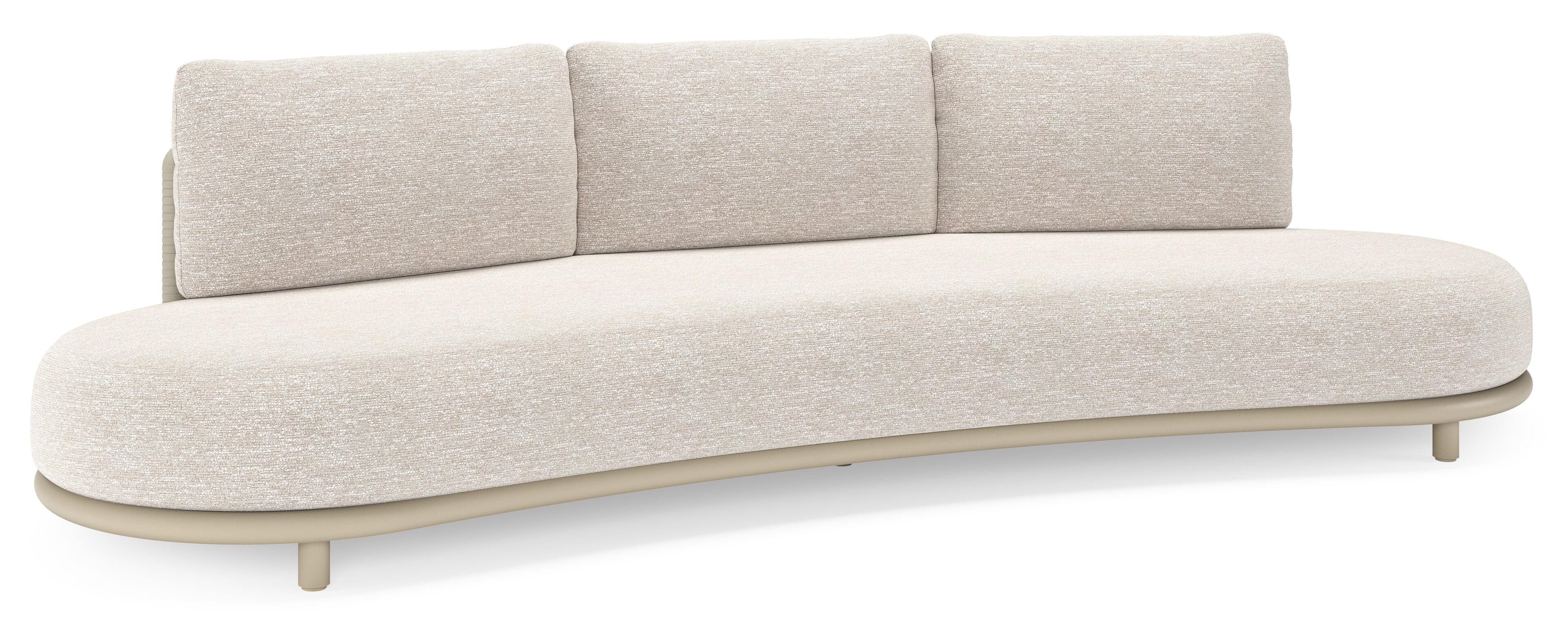 Lomano loungebank in beige aluminium en beige verticaal geweven luxe vlakke rope met Tundra Sand all weather sunbrellaÂ® luxe