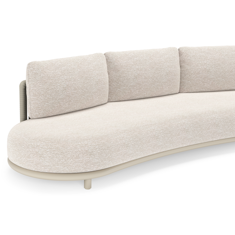 Lomano loungebank in beige aluminium en beige verticaal geweven luxe vlakke rope met Tundra Sand all weather sunbrellaÂ® luxe
