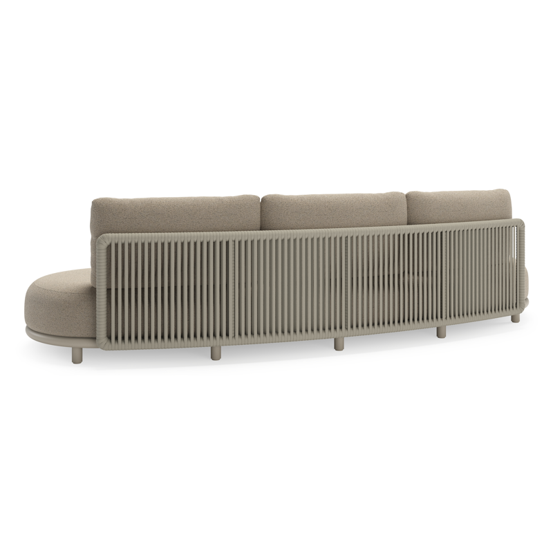 CanapÃ© de jardin Lomano en aluminium beige et corde luxe plate tissÃ©e verticalement beige et coussins en all weather cosytica Marbella Beige