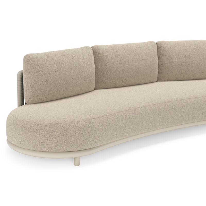 CanapÃ© de jardin Lomano en aluminium beige et corde luxe plate tissÃ©e verticalement beige et coussins en all weather cosytica Marbella Beige
