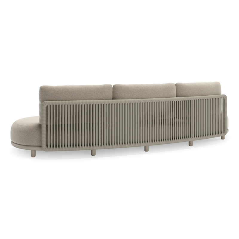 CanapÃ© de jardin Lomano en aluminium beige et corde luxe plate tissÃ©e verticalement beige et coussins en all weather cosytica Marbella Ecru