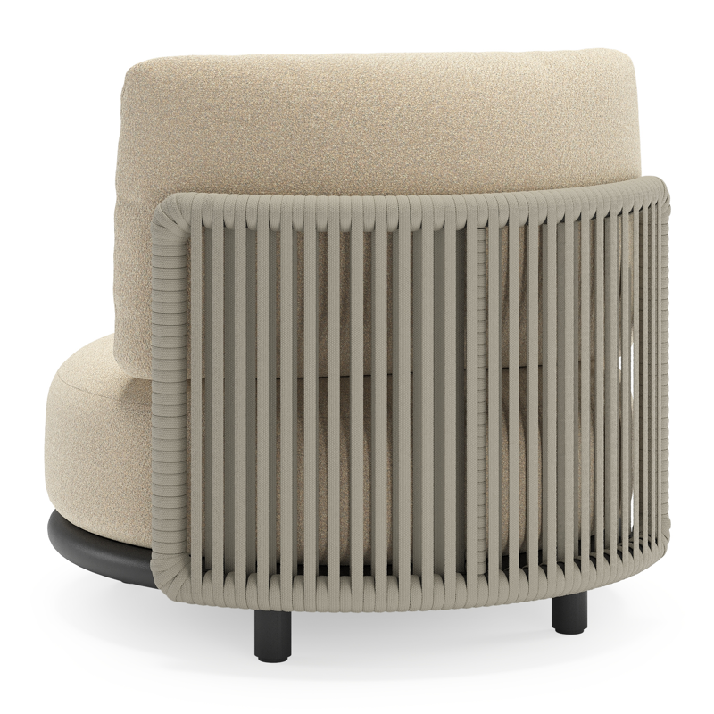 Lomano loungestoel in zwart aluminium en beige verticaal geweven luxe vlakke rope met Soul Papyrus all weather solica