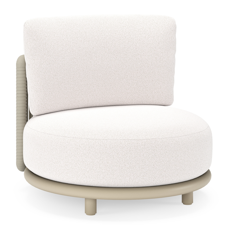 Lomano loungestoel in beige aluminium en beige verticaal geweven luxe vlakke rope met Ego Eggshell all weather solica