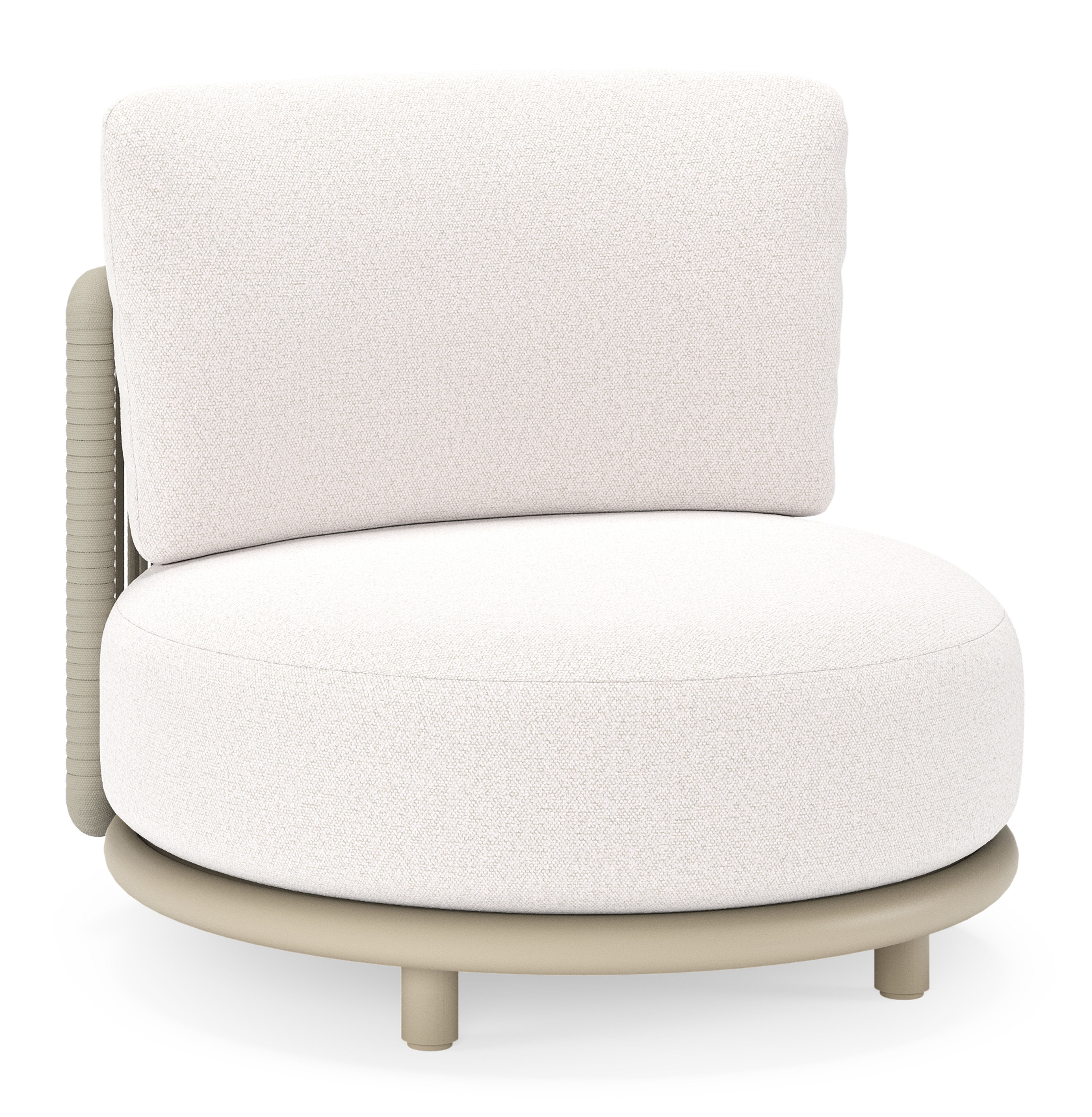 Fauteuil de jardin Lomano en aluminium beige et corde luxe plate tissée verticalement beige et coussins en all weather solica Ego Eggshell
