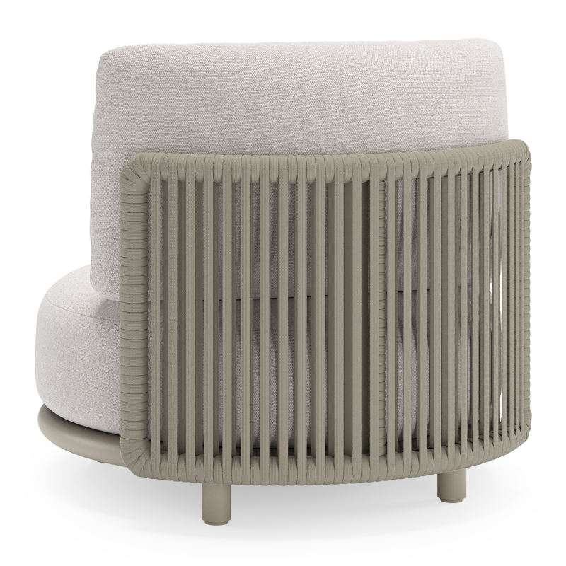 Lomano loungestoel in beige aluminium en beige verticaal geweven luxe vlakke rope met Ego Eggshell all weather solica