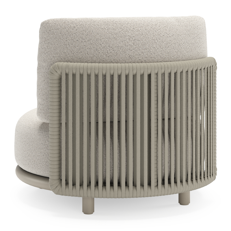 Lomano loungestoel in beige aluminium en beige verticaal geweven luxe vlakke rope met Firenze Natural all weather solica