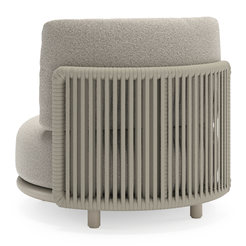 Lomano loungestoel in beige aluminium en beige verticaal geweven luxe vlakke rope met Firenze Sand all weather solica