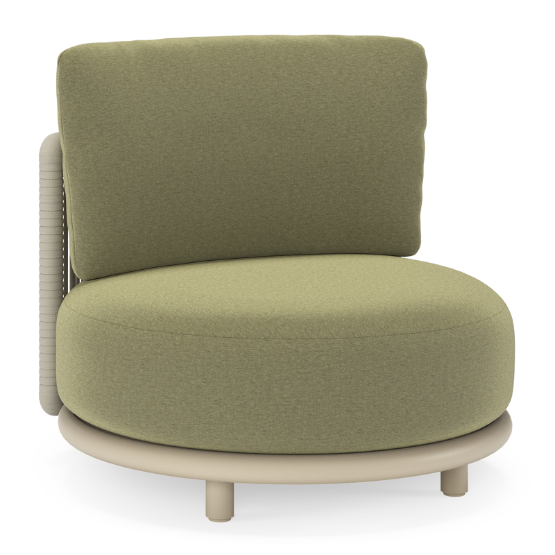 Lomano loungestoel in beige aluminium en beige verticaal geweven luxe vlakke rope met Heritage Leaf all weather sunbrellaÂ® luxe