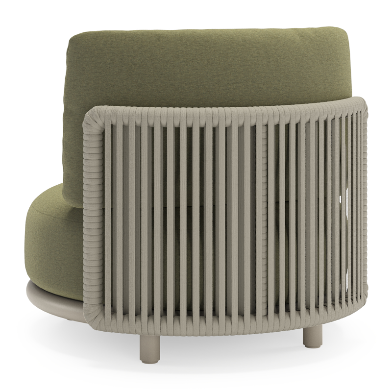 Lomano loungestoel in beige aluminium en beige verticaal geweven luxe vlakke rope met Heritage Leaf all weather sunbrellaÂ® luxe