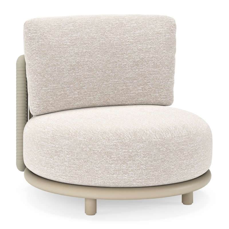 Lomano loungestoel in beige aluminium en beige verticaal geweven luxe vlakke rope met Tundra Sand all weather sunbrellaÂ® luxe