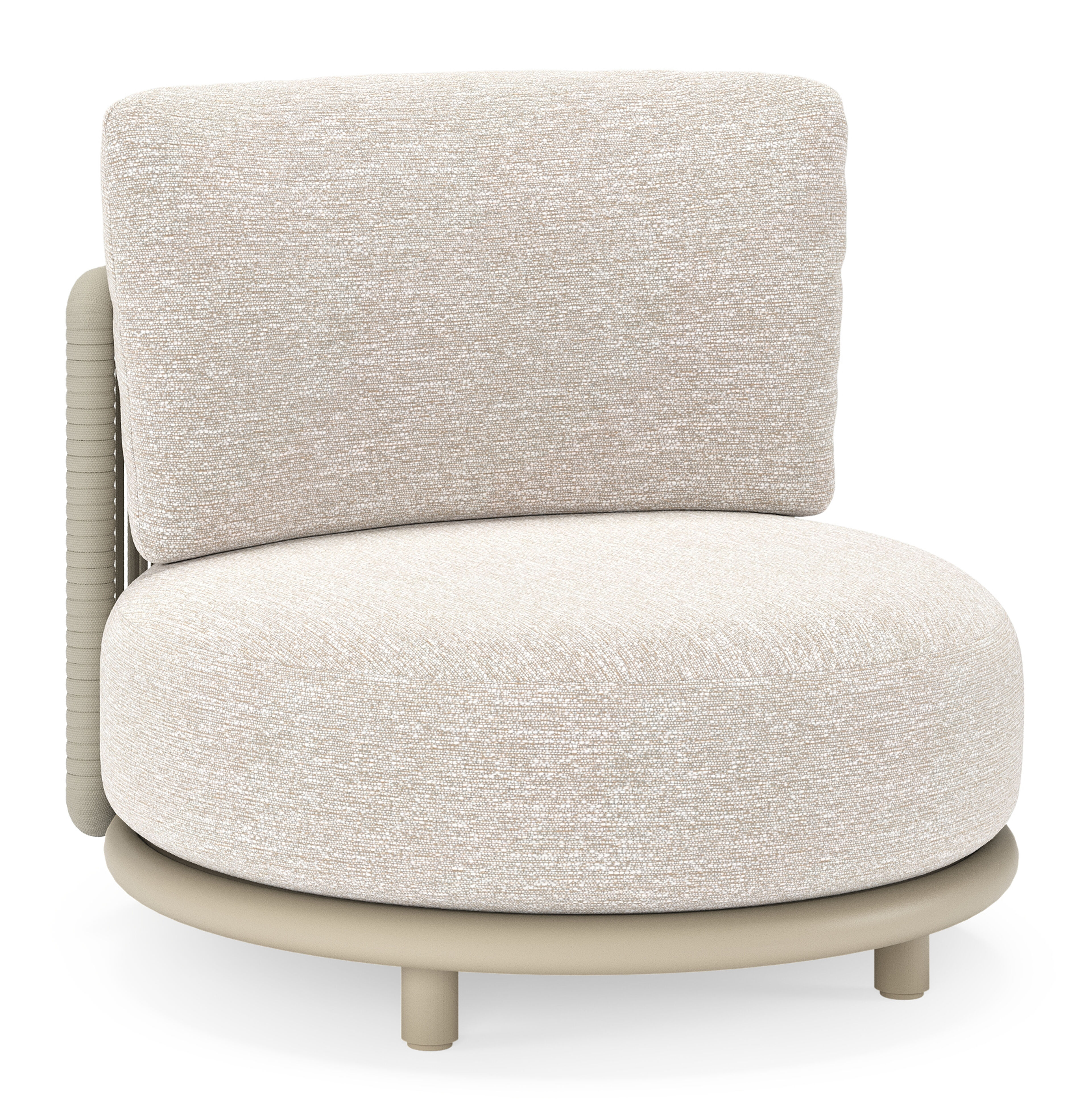 Lomano loungestoel in beige aluminium en beige verticaal geweven luxe vlakke rope met Tundra Sand all weather sunbrellaÂ® luxe