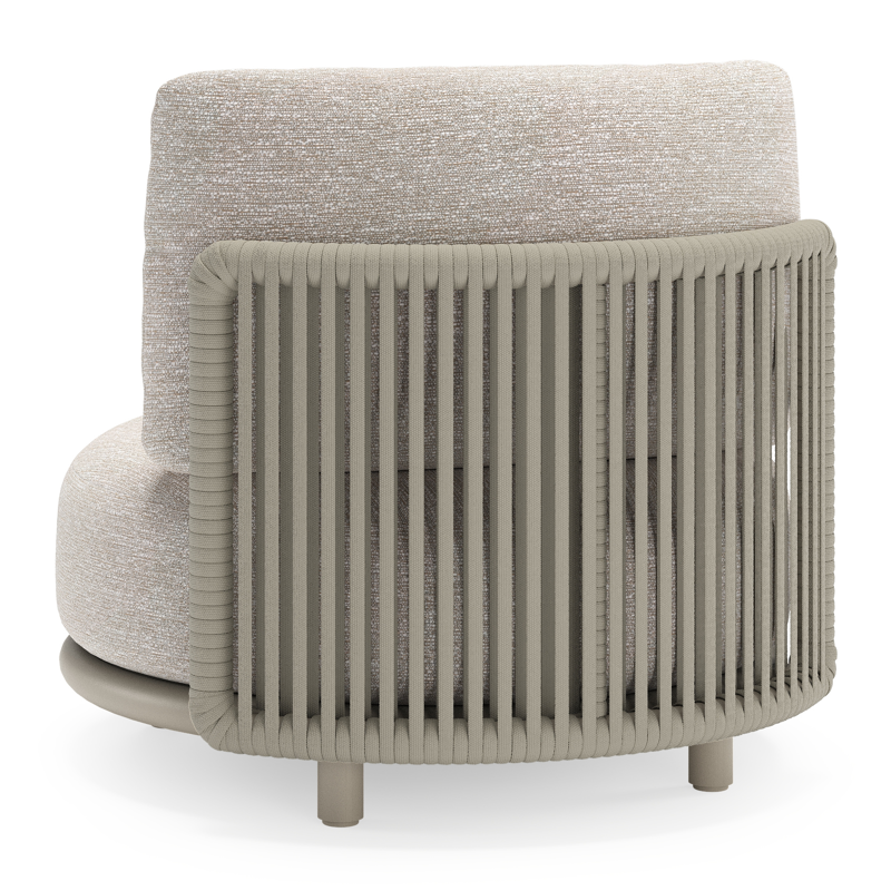 Lomano loungestoel in beige aluminium en beige verticaal geweven luxe vlakke rope met Tundra Sand all weather sunbrellaÂ® luxe