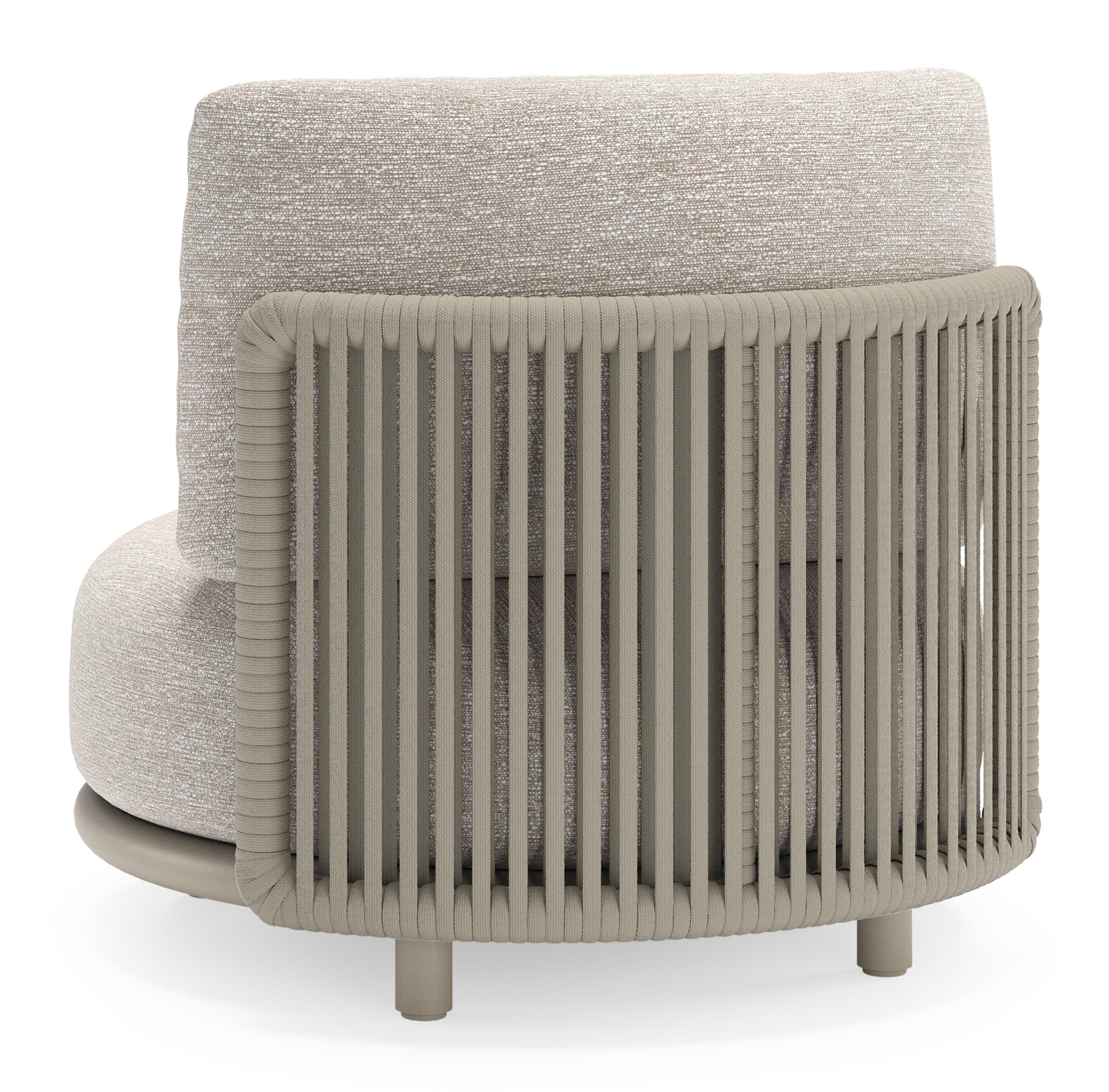 Lomano loungestoel in beige aluminium en beige verticaal geweven luxe vlakke rope met Tundra Sand all weather sunbrellaÂ® luxe