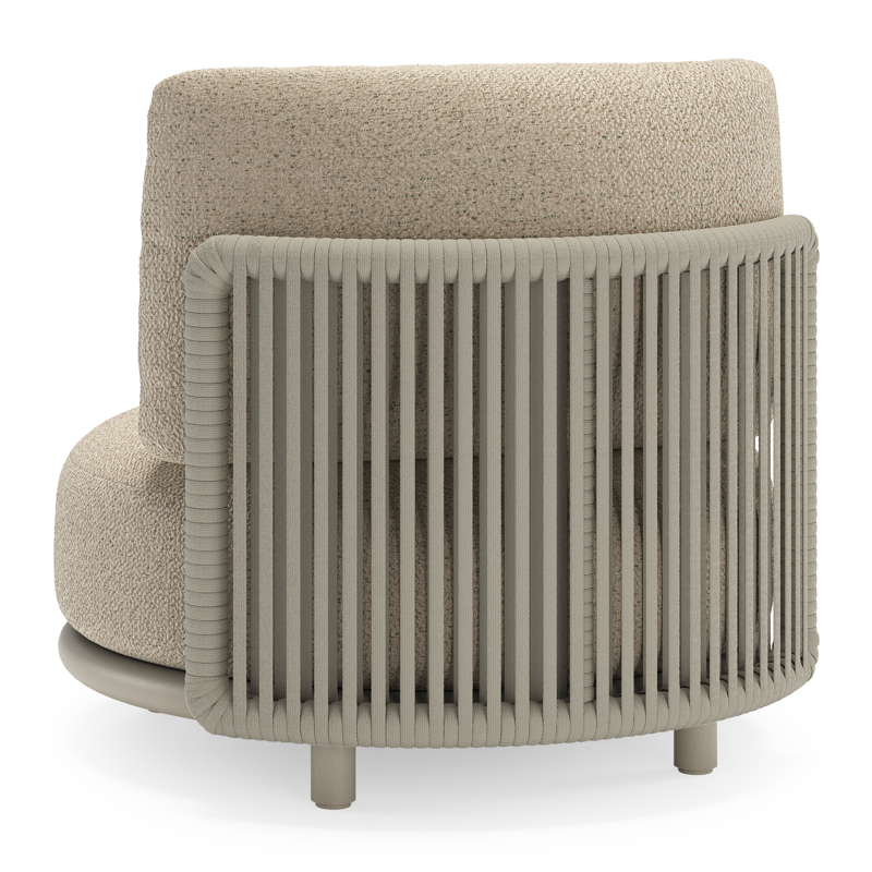 Lomano loungestoel in beige aluminium en beige verticaal geweven luxe vlakke rope met Bora Forest all weather cosytica