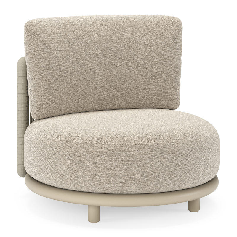 Lomano loungestoel in beige aluminium en beige verticaal geweven luxe vlakke rope met Catania Sand all weather cosytica