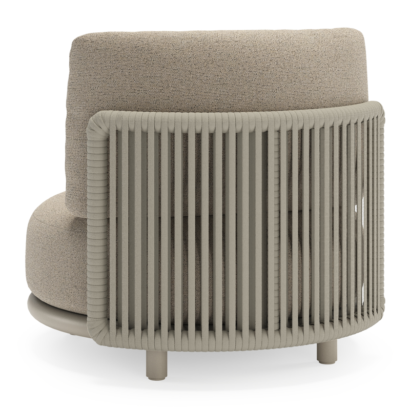 Lomano loungestoel in beige aluminium en beige verticaal geweven luxe vlakke rope met Marbella Beige all weather cosytica