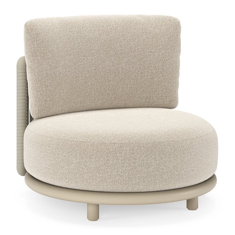 Lomano loungestoel in beige aluminium en beige verticaal geweven luxe vlakke rope met Marbella Ecru all weather cosytica