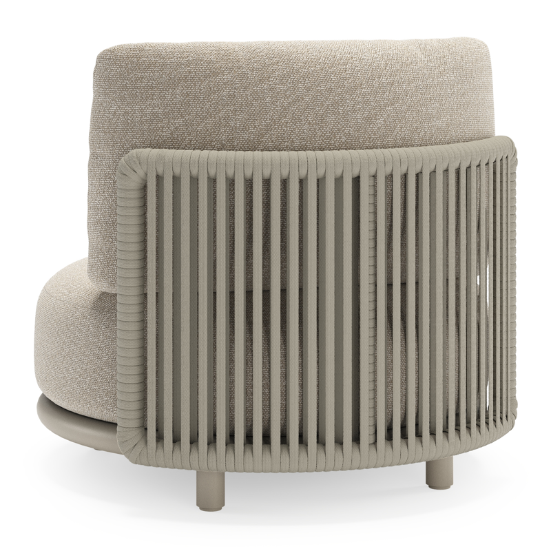 Lomano loungestoel in beige aluminium en beige verticaal geweven luxe vlakke rope met Marbella Ecru all weather cosytica