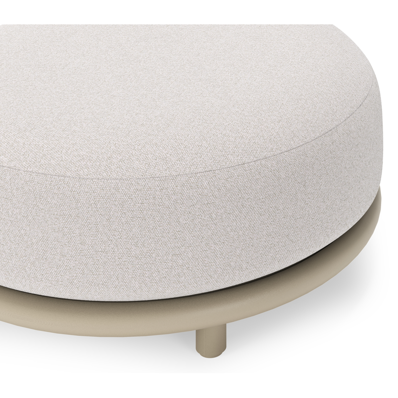 Lomano poef in beige aluminium en beige verticaal geweven luxe vlakke rope met Ego Eggshell all weather solica