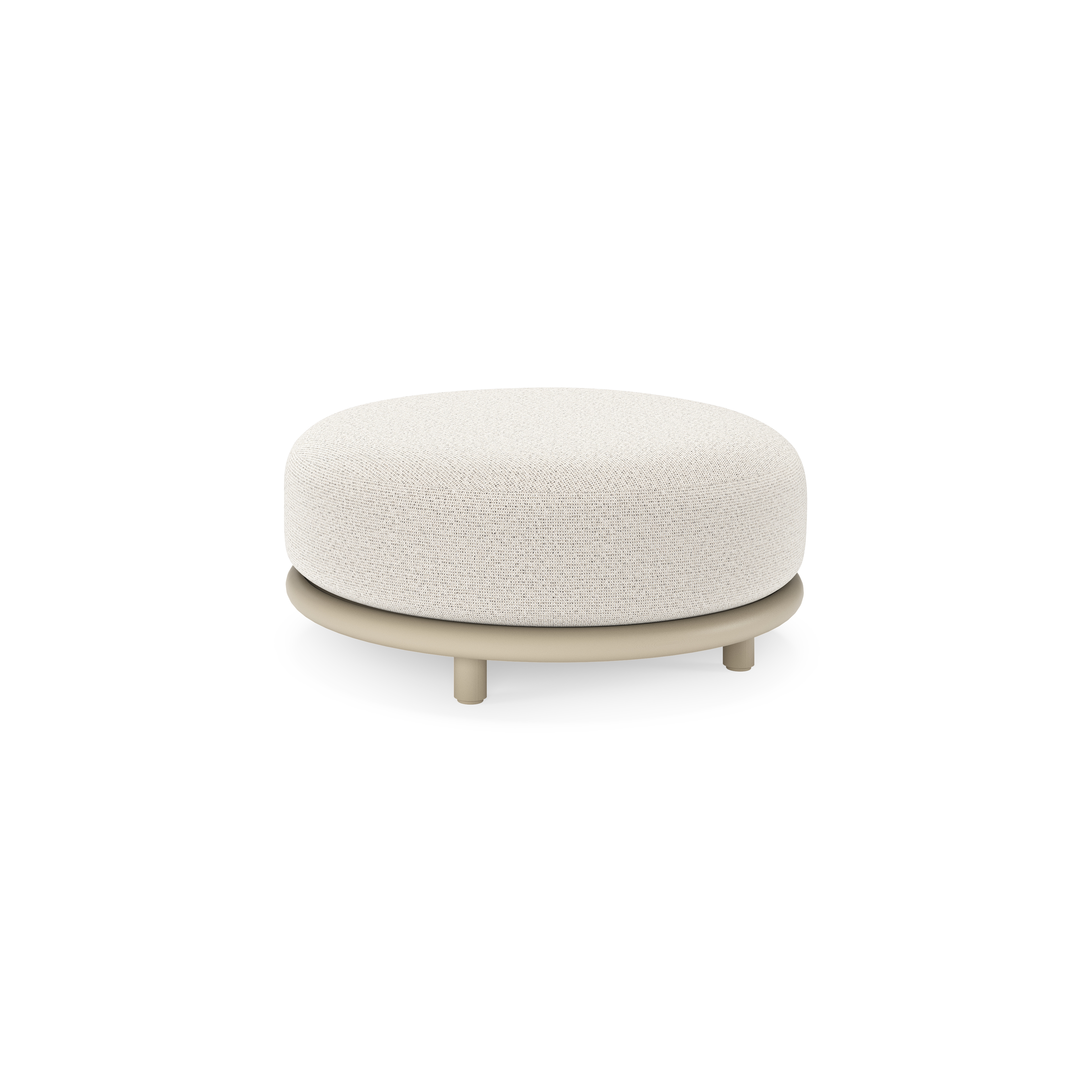 Lomano poef in beige aluminium en beige verticaal geweven luxe vlakke rope met Firenze Natural all weather solica