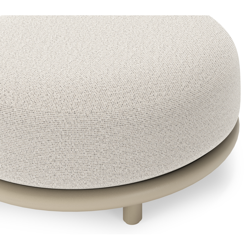 Lomano poef in beige aluminium en beige verticaal geweven luxe vlakke rope met Firenze Natural all weather solica