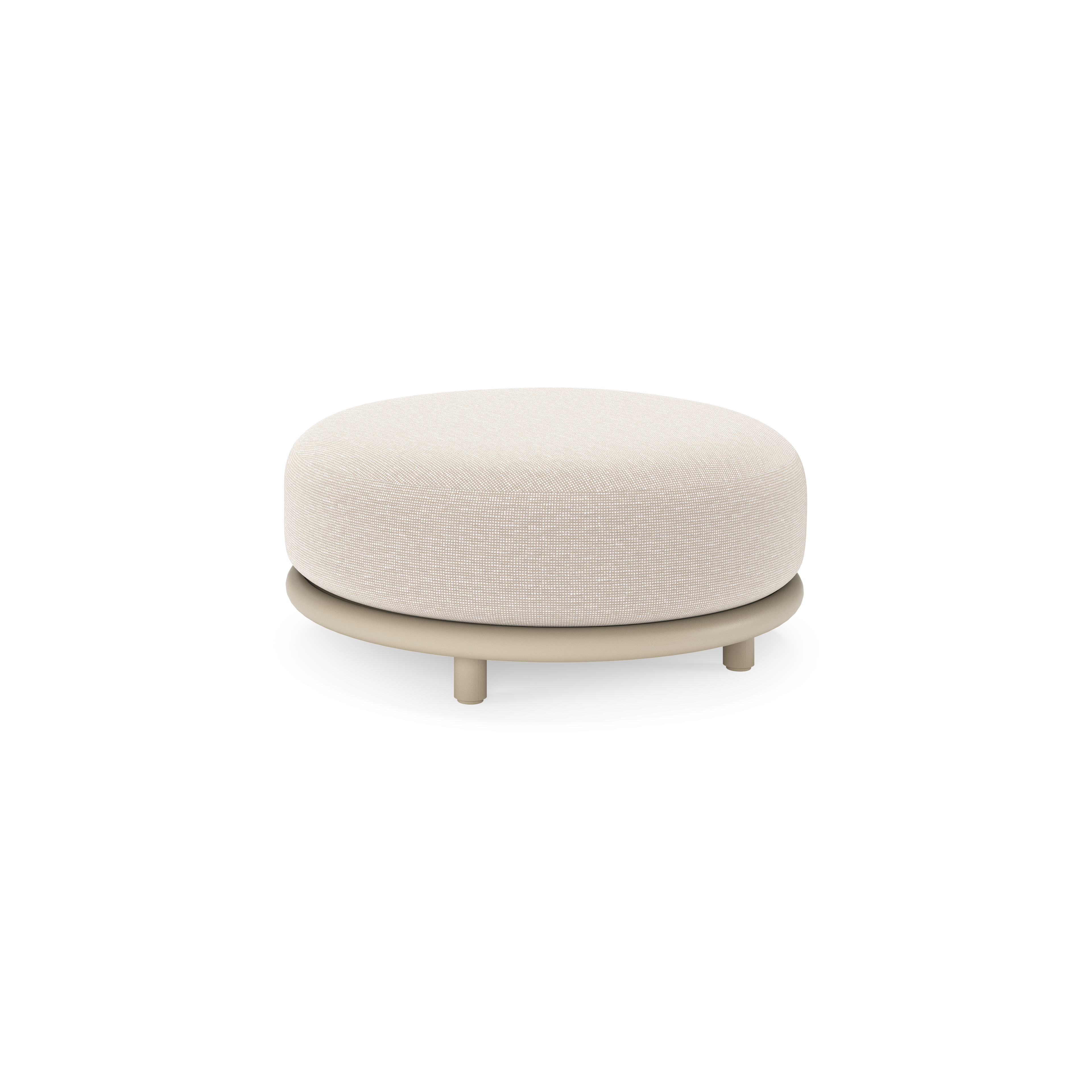 Lomano poef in beige aluminium en beige verticaal geweven luxe vlakke rope met Slow Farafra all weather sunbrellaÂ® luxe